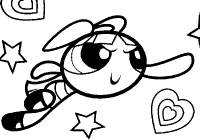 A coloring page of powerpuff girls